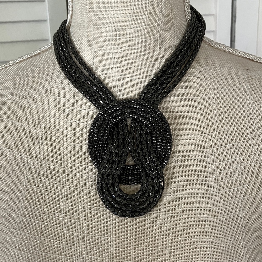 Express Black Multi-Strand Knotted‎ Beaded Necklace like new